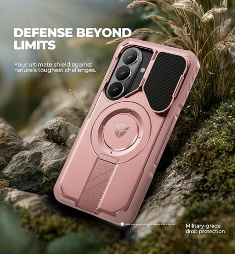 Image of Dexnor for Samsung Galaxy S26 Case with Camera Cover & Adjustable Kickstand & Screen Protector, Compatible with MagSafe, Rugged Shockproof Bumper Cases Magnetic Protective Cover(2026),6.3 inch,Peony Pink