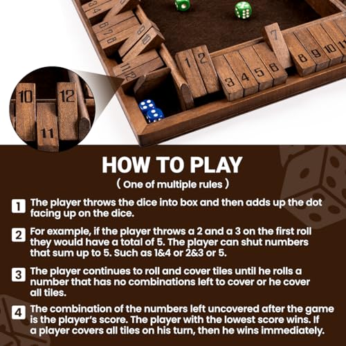 Juego Shut The Box de madera 12 números Ropoda miniatura 7