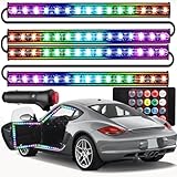 Retoo 12V LED Auto Innenbeleuchtung mit 4 Stück 48 RGB, 3 m mehrfarbig Auto LED Streifen, steuerbare Lichtleiste mit Fernbedienung, Wasserdicht Beleuchtung für Zigarettenanzünder,Innenraumbeleuchtung