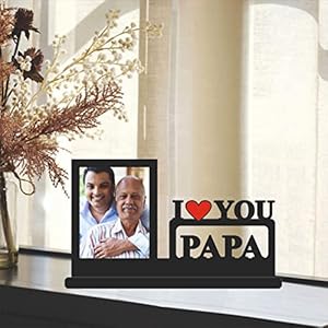 Gift Jaipur I Love U PAPA Personalised Wooden Photo Table Top 11 X 6.5 inch,Tabletop