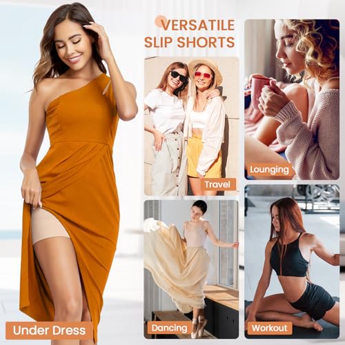 BESTENA 3 Pack Slip Shorts for Under Dress Anti Chafing Shorts Boyshorts Panties for Women