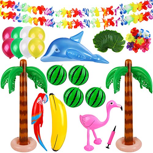 Ruisita Inflatable Luau Party Set 2 Pack Palm Trees 4 Pack Inflat...