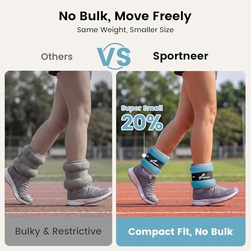 Image of Sportneer Ankle Weights Wrist Weights Pair of 1 /2 /4 /6 /10 LBS for Men Women Kids Strength Training Wrist and Ankle Weights Set with Reflective Strips for Dancing Running Walking Fitness Workout Gym