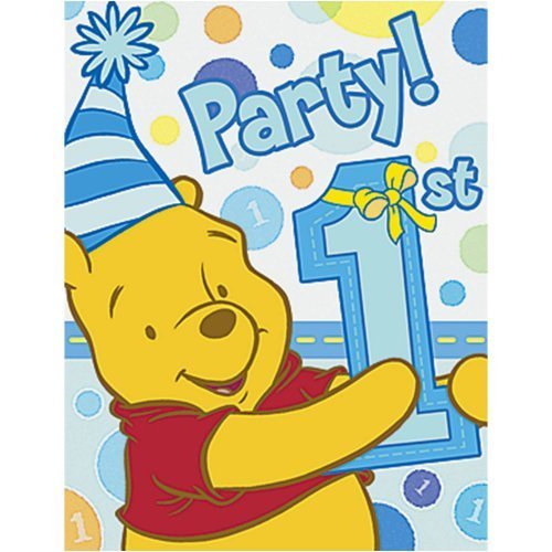 Pooh's 1st Birthday Boy Invitations 8ct