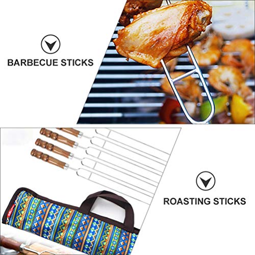 Angoily 5Pcs Espetos de Churrasco Duplo Prong Grelhar Espetos Espetos De CHURRASCO de Aço Inoxidável