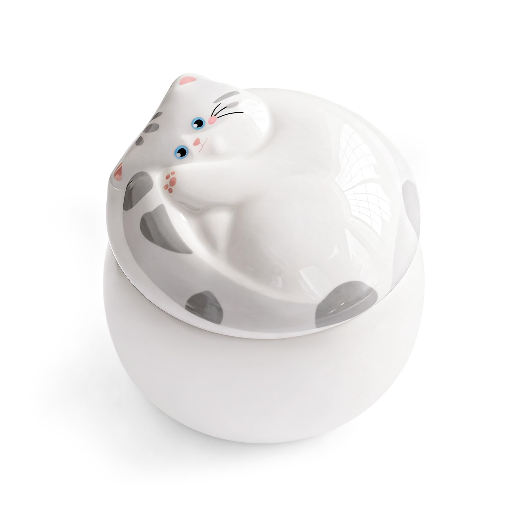 sturion Ceramic Cat Memorial Urn – Pet Urn for Cat Ashes, Ceramic Pet Keepsake, Forever in Our Hearts, Remembrance Box for Small to Medium Cats,Grey