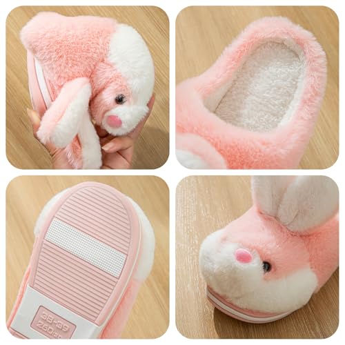 Women's Cute Rabbit Animal Slippers - Novelty Cozy Fuzzy Soft Plush Winter Warm House Shoes Cotton Slippers4