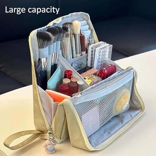 Glownest Cosmetic Bag, Glow Nest Cosmetic Bag, Standing Makeup Bag Portable, Large Capacity, Stand Up Make Up Bag, Vertical Makeup Organizer Bags, Dry & Wet Separation (Pink - B)4