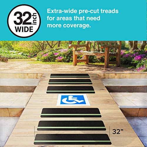 Lifegrip Stay On Track SAND-TREAD-6X32X10P-GLOW Lifegrip Anti Slip Traction Treads With Glow In Dark Stripe (10-Pack), 6 Inch X 32", Best Grip Tape Grit Non Slip, Outdoor Non Skid Tape, High Traction Friction Abrasive Adhesive For Stairs Step thumb #1