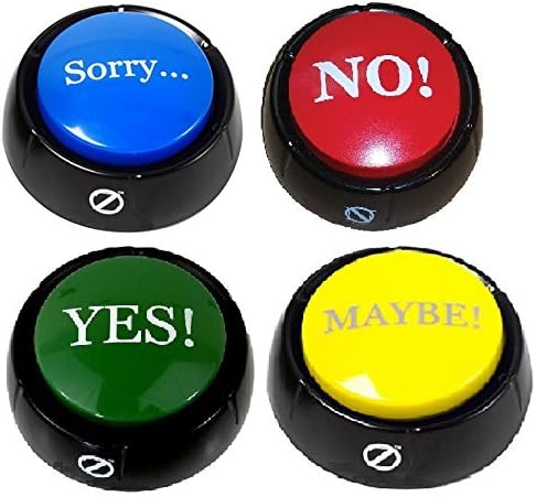 Set of 4 Talking Buttons - No, Yes, Sorry & Maybe - Novelty Desk Zany Toys