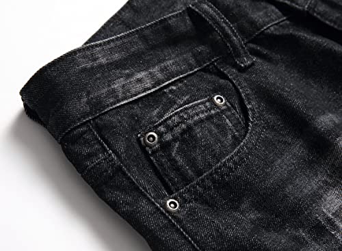 Aititia Men's Ripped Regular Fit Jeans (42, 337 Black) #TOP3
