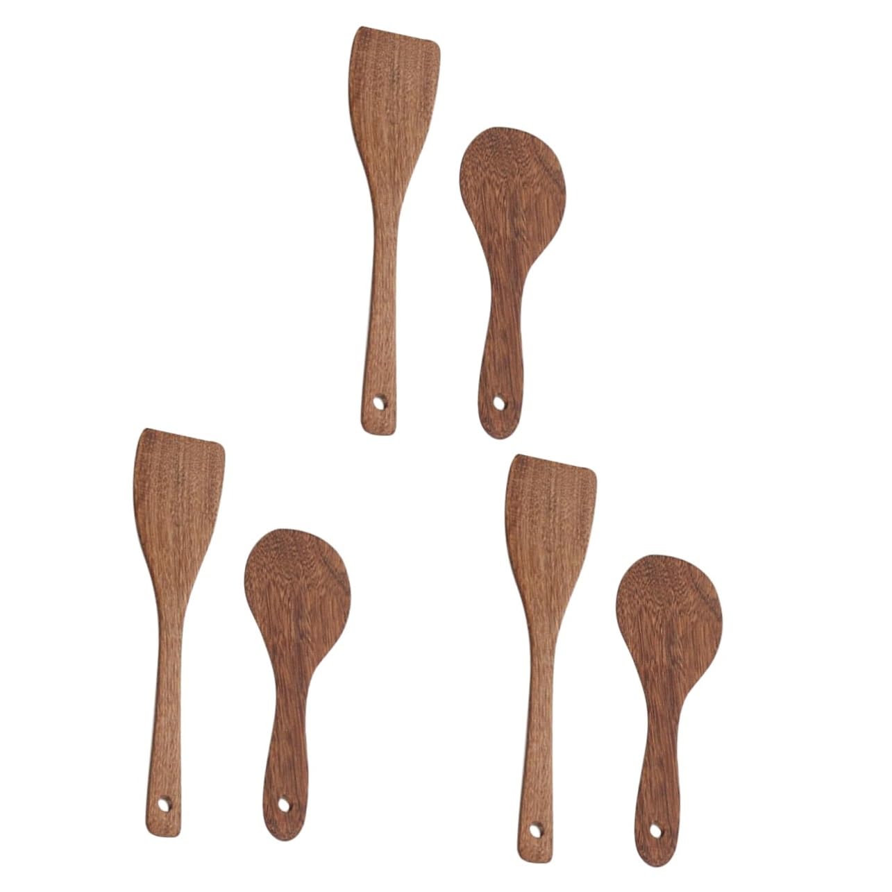 3 Series Practica Pala De Madera Servicio Pala De Mango Largo De Madera Utensilio De Cocina Pala De Cocina De Madera Marrón 2 Piezas X 3