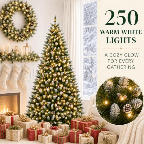 6' IDEALHOUSE Prelit 250 LED Flocked Artificial Christmas Tree - image 3