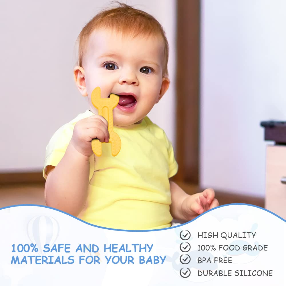 OSDUE Massaggia Gengive Neonati, 4 Pezzi Giocattoli per La Dentizione, Massaggiagengive Neonato Silicone, Senza BPA, per Molar Lenire i Bambini, Regalo Neonato 3+ Mesi Maschio e Femmina