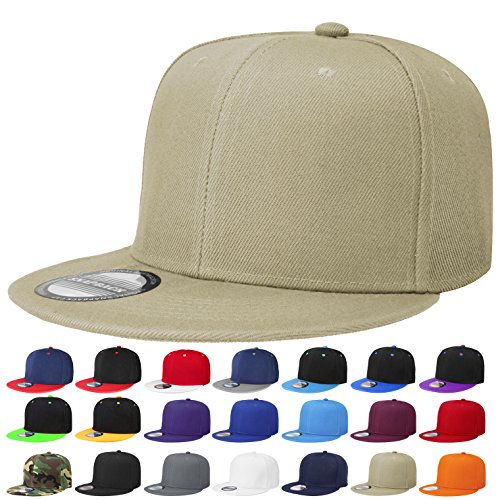 Image of Falari Classic Snapback Hat Cap Hip Hop Style Flat Bill Blank Solid Color Adjustable Size