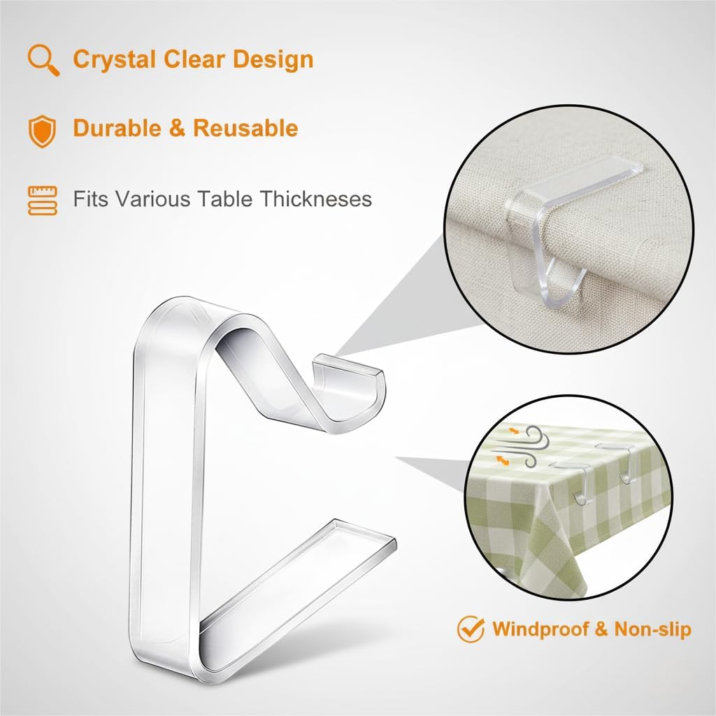 60 Pack Transparent Clear Tablecloth Clips for Outdoor Tables image 2