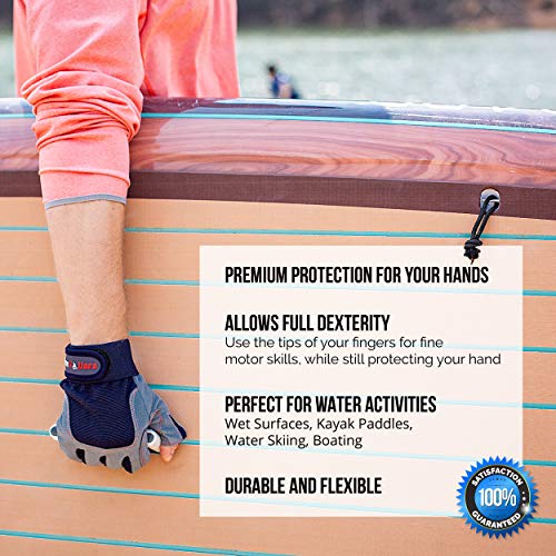 Mrx Boxing & Fitness Sailing Gloves With 3/4 Finger And Grip For Men And Women, Great For Kayaking, Workouts And More (Blue/Grey, Xl) #TOP2