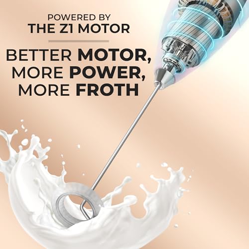 Image of Zulay Powerful Milk Frother for Coffee with Upgraded Titanium Motor - Handheld Electric Whisk, Milk Foamer, Mini Mixer & Coffee Blender for Frappe, Latte, Matcha, No Stand - Innocent Pink