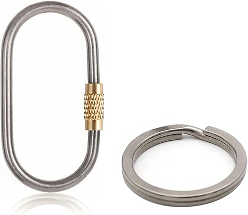 JOGOAUTO - Mosquetón de titanio con llaveros de titanio, llaveros para llaves de automóvil, pequeños mosquetones de bloqueo Mini, llavero de