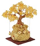 Life Palette 置くだけで金運アップ 招財樹 置物 金のなる木 黄水晶 シトリン 幸運の木 敷物2色セット (大2)