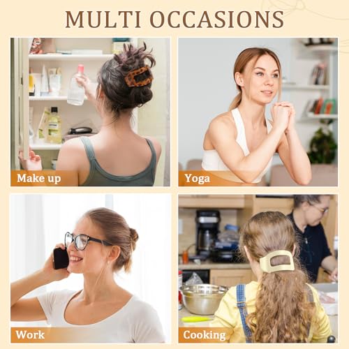Image of 6 PCS Flat Hair Clips for Women, Large French Flat Claw Clips for Thick Thin & Curly Hair, Strong Hold Non Slip Leopard Print Jaw Clips Hair Accessories for Girls Valentine's Day Gifts, Tortoise