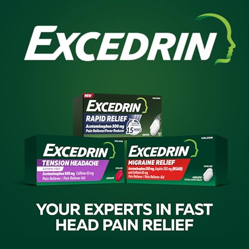 Image of Excedrin Rapid Relief Caplets, 500mg Acetaminophen, 20 Count | Clinically Proven to Absorb Fast for Pain Relief That Begins in 15 minutes , Caffeine Free, Aspirin Free