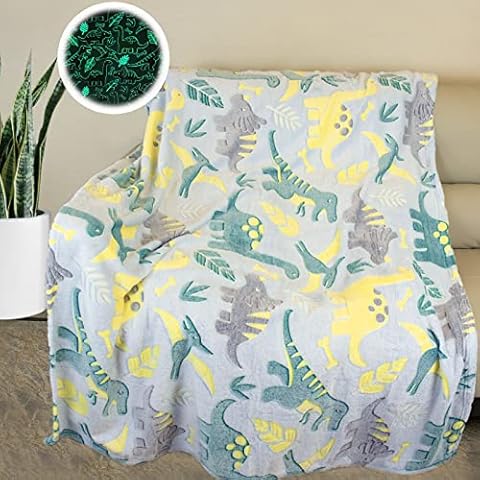 HSGLGNA Dinosaur Glow in the Dark Blanket Cover