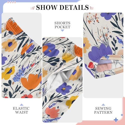 Boys' Pants Colorful Bohemian Wildflower Doodle Long Bottoms Jogger Pants Elastic Waist Trousers with Pockets S-XL4