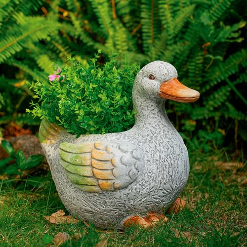 Estatua de jardín de pato en resina efecto piedra para decorar patios y macetas con encanto 3