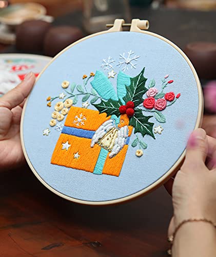 Image of Gogobear Christmas Gift Pattern Home Tabletop Wall Decor Adult Beginner Handmade Embroidery Material Kits