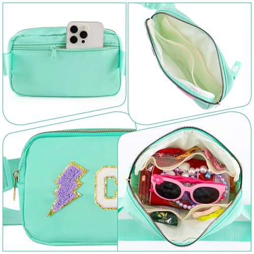 Image of PainZieteg Fanny Pack for Girls Chenille Letter Belt Bag Crossbody for Kids | Preppy Nylon, Waterproof, Gold-Plated Zipper, Adjustable Strap, Birthday Christmas Easter Gifts for 4-13 Year Old Teen Girls