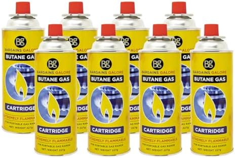 8 x Butane Gas Canisters - Suitable for Catering, Camping, Cooking ...