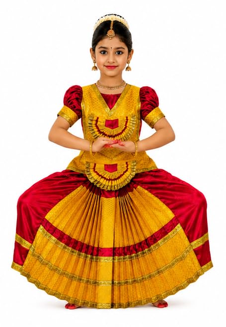 Nataraj Vastrabhushan Kids Bharatanatyam Skirt Pattern Costume Set – Classical Dance Dress-image-19
