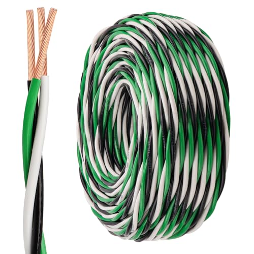 MOOKEERF THHN Wire 12 Gauge 3 Conductor (Black/White/Green) 50FT - OFC Stranded Copper 12 AWG Pre-Twisted Electrical Building Wire 600V with Nylon Jacket for Residential Industrial Ground CNC