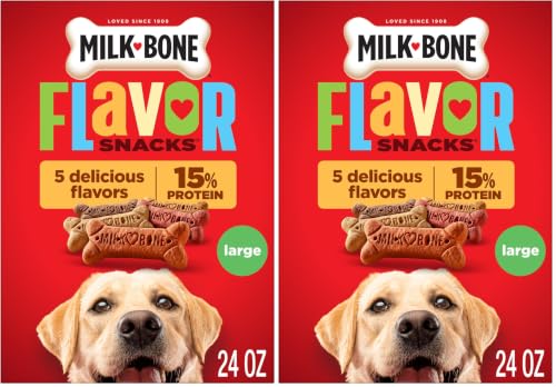 Image of Milk-Bone Flavor Snacks Large Dog Biscuits, Flavored Crunchy Dog Treats, 24 Ounce Box (Pack of 2)