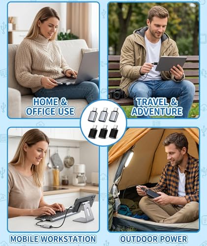 Image of 6PCS OTG Connector Type C, 6-Pack Multiport Adapter, 3 Black and 3 Silver, Fast Data Transfer for Mobile Gaming and Office Setup, Type-C to USB Converter for Multiple Devices