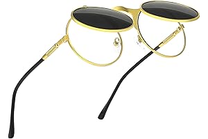 Round Flip Up Sunglasses - Small Flip-Up Shades with Double Lenses