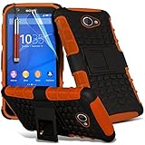 sony xperia e3 4g fiche technique  Sony Xperia E4 Funda anti golpes - cubierta robusta resistente de alta calidad reforzada a prueba de golpes resistente a los impactos Executive con protector de pantalla y pen Stylus - Naranja - - LOLO®