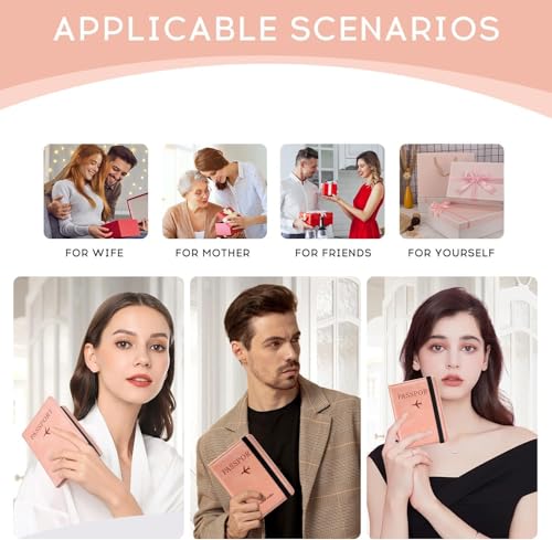 Image of PU Leather Passport Holder Travel Wallet Organiser for Men & Women | 4 Card Slots 2 SIM Slots Money Case | Travel Document Case Cover Passport Pouch Slim Unisex Gift - (Pack of 2) Pink