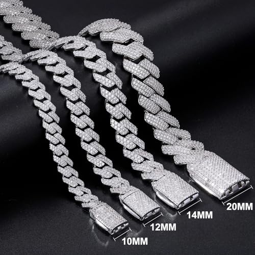 Image of Ucciyo 20MM Cuban Link Chain for Men Iced Out Miami Cuban Necklace 18k Gold Plated 5A+ Zicron 10MM /12MM /14MM /20MM Iced Out Chain Gold /Silver Bling Luxury Hip Hop Jewelry For Women Men