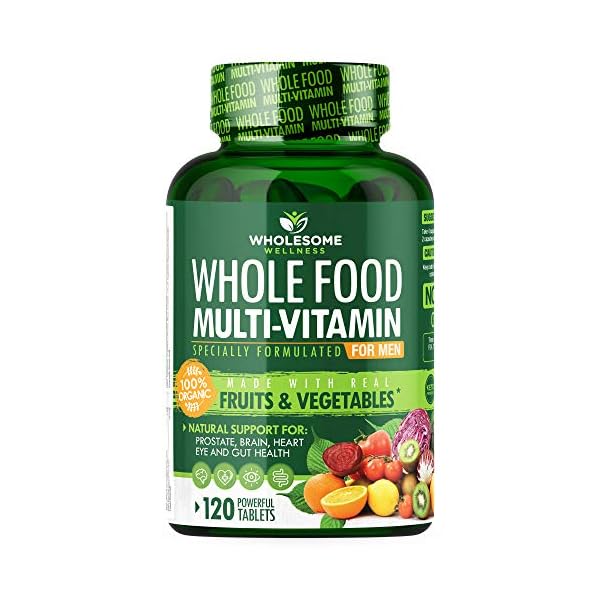 Whole-Food-Multivitamin-for-Men-Natural-Multi-Vitamins-Minerals-Organic-Extracts-Vegan-Vegetarian-Best-for-Daily-Energy-Brain-Heart-Eye-Health-120-Tablets Whole Food Multivitamin for Men - Natural Multi Vitamins, Minerals, Organic Extracts - Vegan Vegetarian - 120 Tablets