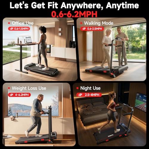 Image of RHYTHM FUN 13% Incline Walking Pad Treadmill, 6.2MPH Foldable Walking Pad with Handle Bar, Under Desk Treadmills for Home Office, 300 LBS Capacity