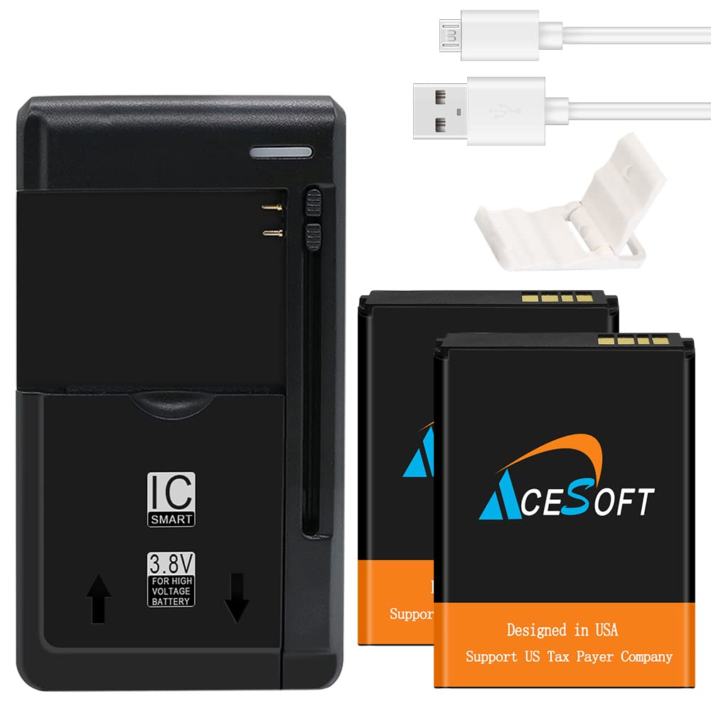 Lasting Capacity Replaceable Lithium Upgraded AA Grade 1600mAh Battery Universal Quick AC Dock Home Charger Micro Data Sync Cable Folding Bracket Compatible withAlcatel GO FLIP 4044V Unlocked