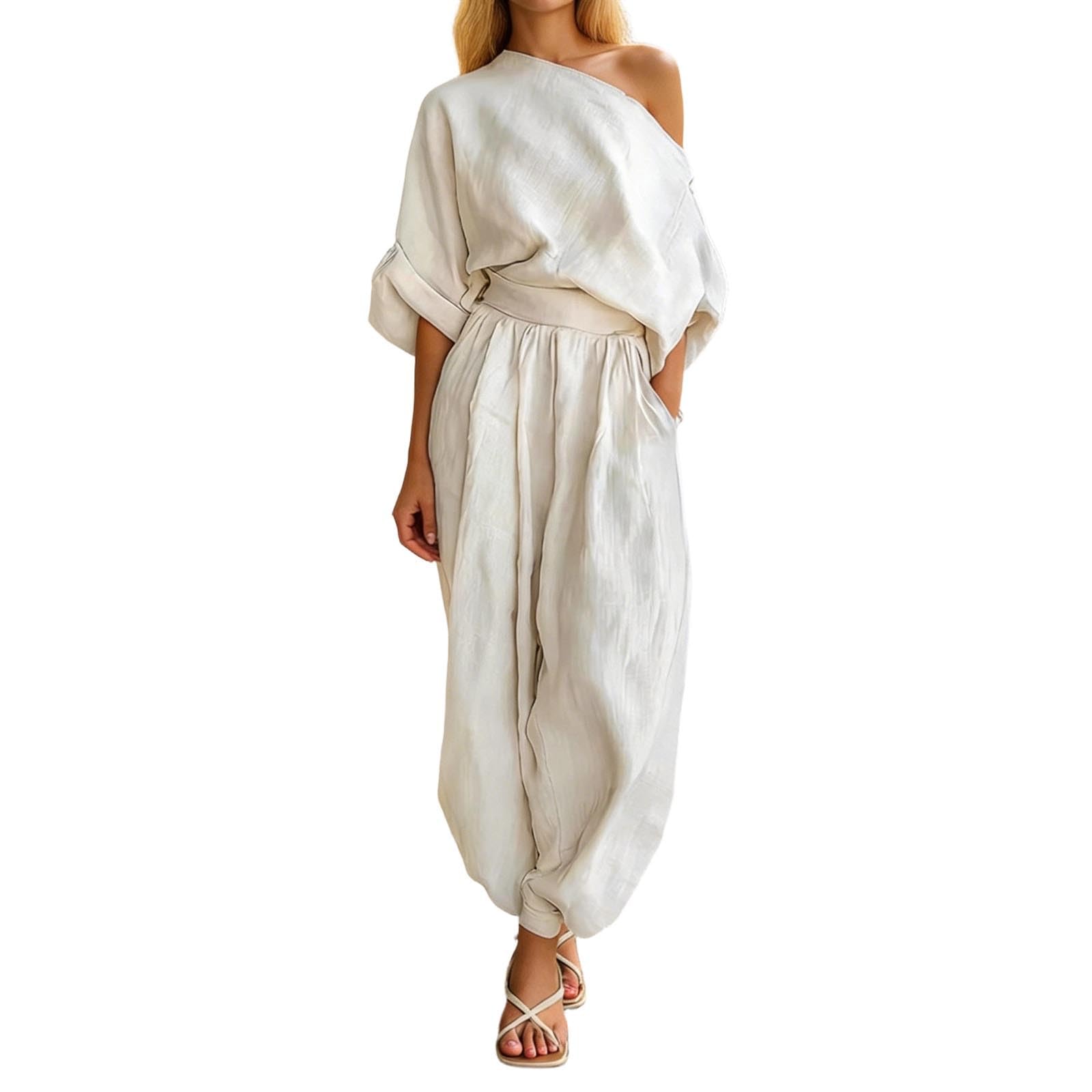 Generisch 2026, set casual da donna in due pezzi, top senza spalline con pratica tasca, pantaloni larghi per un comodo comfort quotidiano