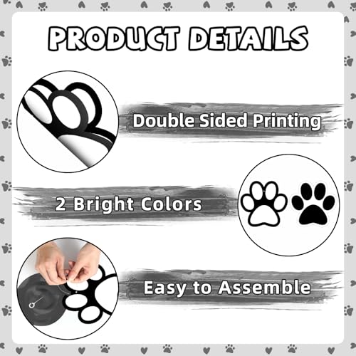 Image of Weecent 24 Pcs Dog Paw Prints Themed Party Hanging Swirl Black White Puppy Birthday Decorations Banners Paw Prints Ceiling Streamers for Pets Birthday Baby Shower Party Favors Supplies