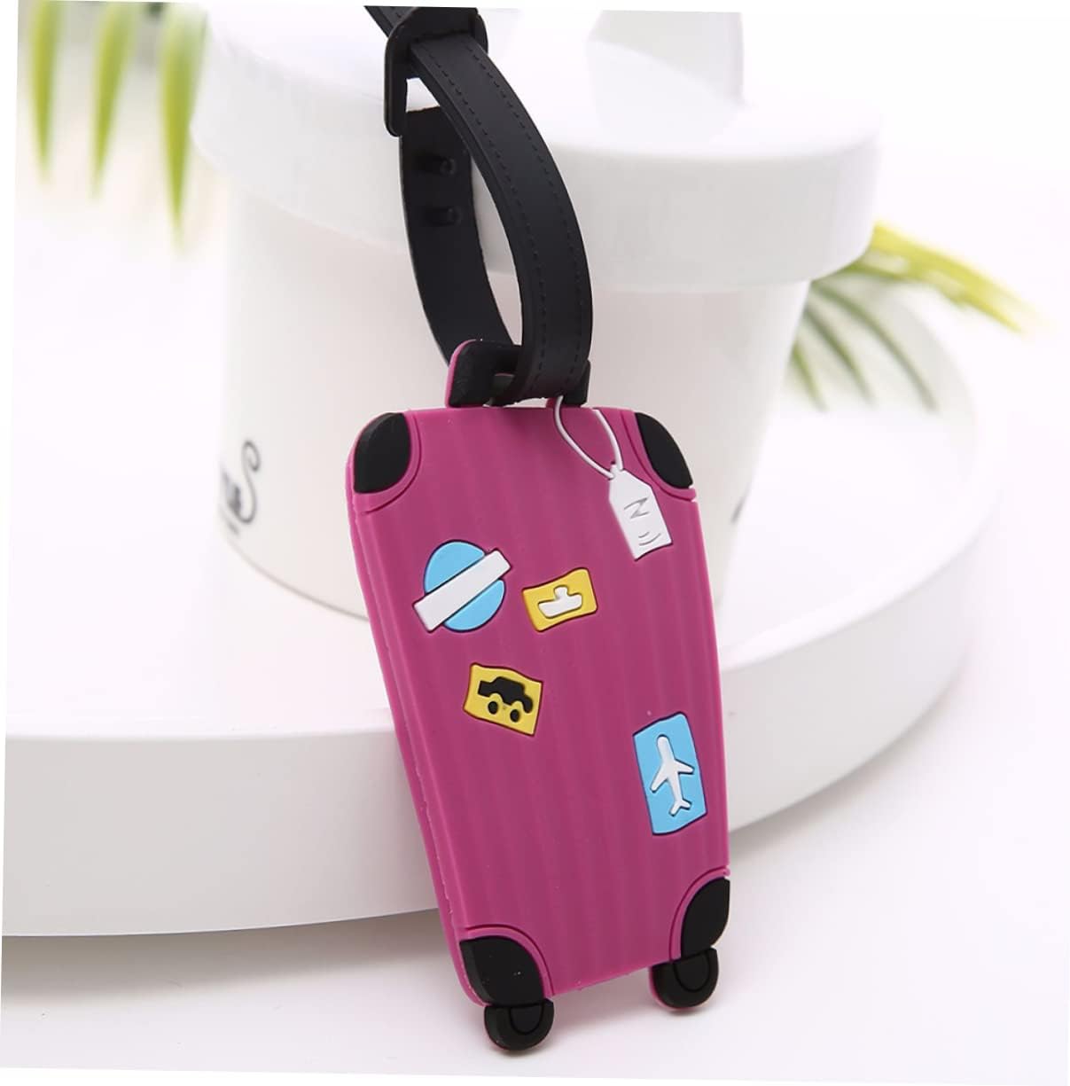 5 Pcs Silicone Suitcase Shape Luggage Tags with Hanging Rope image 5