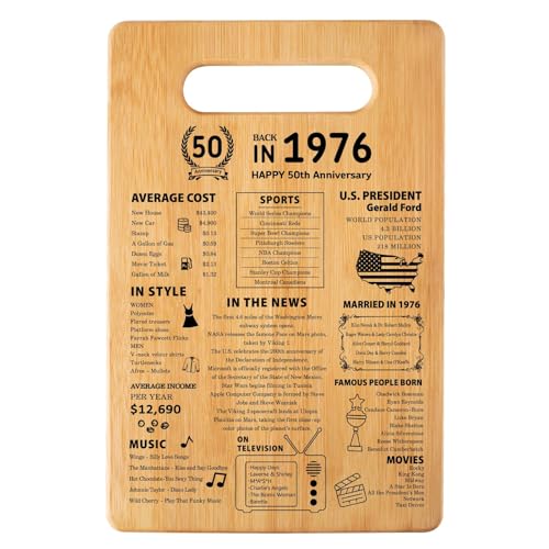 50th Wedding Anniversary Cutting Board Gifts for Women Men Marriage Gifts for Couple 1976...