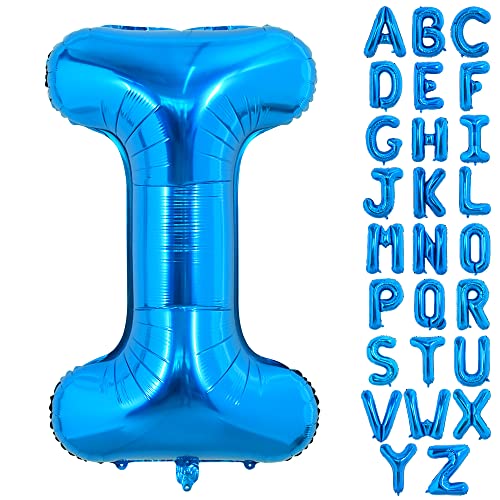 Grand Ballon Bleu I - Lettre de 40 Pouces en Hélium, Feuille d'Aluminium Film Polyester pour Fête d'Anniversaire et Saint-Valentin