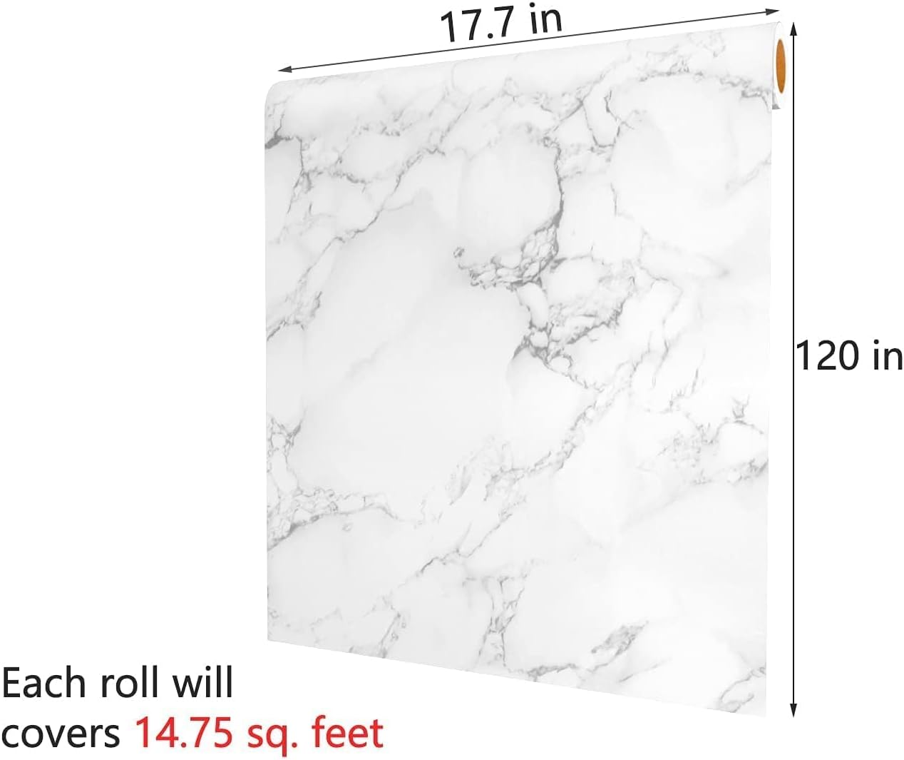 Decotalk White Marble Wallpaper Self Adhesive Marble Countertop Contact Paper for Kitchen Waterproof 17.7in X 120in Marble Contact Paper for Bathroom Decorative Matte Marble Wallpaper Peel and Stick