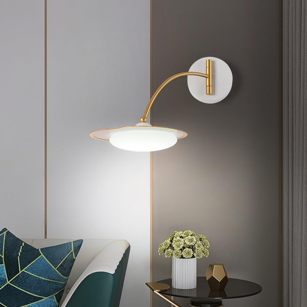 Lampa ścienna LED z możliwością ściemniania, obrotowa lampa ścienna z akrylowym abażurem, przewodowa lampa ścienna do sypialni, korytarza, schodów, balkonu, hotelu.